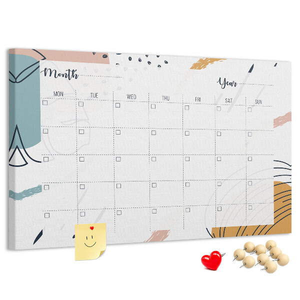 Prikbord kleurrijke kalender met abstracte patronen