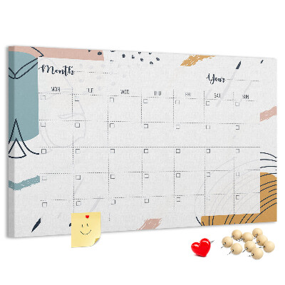 Prikbord kleurrijke kalender met abstracte patronen