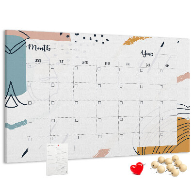 Prikbord kleurrijke kalender met abstracte patronen