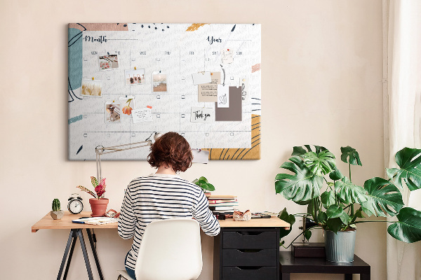 Prikbord kleurrijke kalender met abstracte patronen