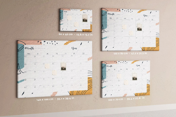 Prikbord kleurrijke kalender met abstracte patronen