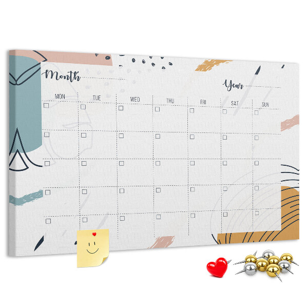Prikbord kleurrijke kalender met abstracte patronen