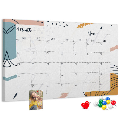Prikbord kleurrijke kalender met abstracte patronen