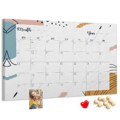 Prikbord kleurrijke kalender met abstracte patronen