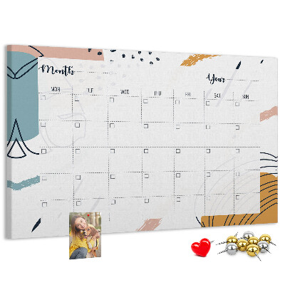 Prikbord kleurrijke kalender met abstracte patronen