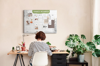 Weekplanner met een plantenmotief en prikbord