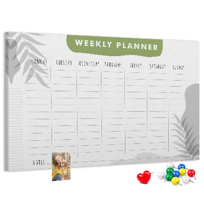 Weekplanner met een plantenmotief en prikbord