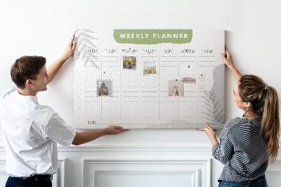 Weekplanner met een plantenmotief en prikbord