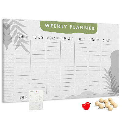 Weekplanner met een plantenmotief en prikbord