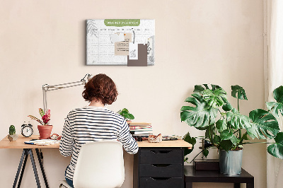Weekplanner met een plantenmotief en prikbord