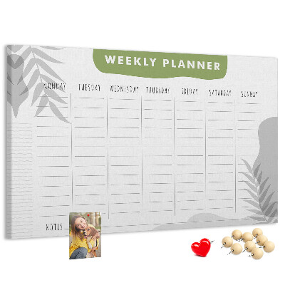 Weekplanner met een plantenmotief en prikbord