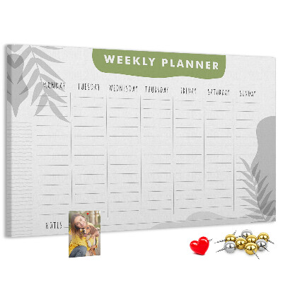 Weekplanner met een plantenmotief en prikbord