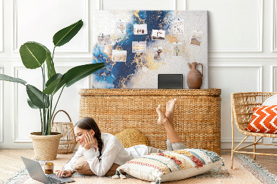 Kurkbord met abstract patroon in verschillende blauwtinten