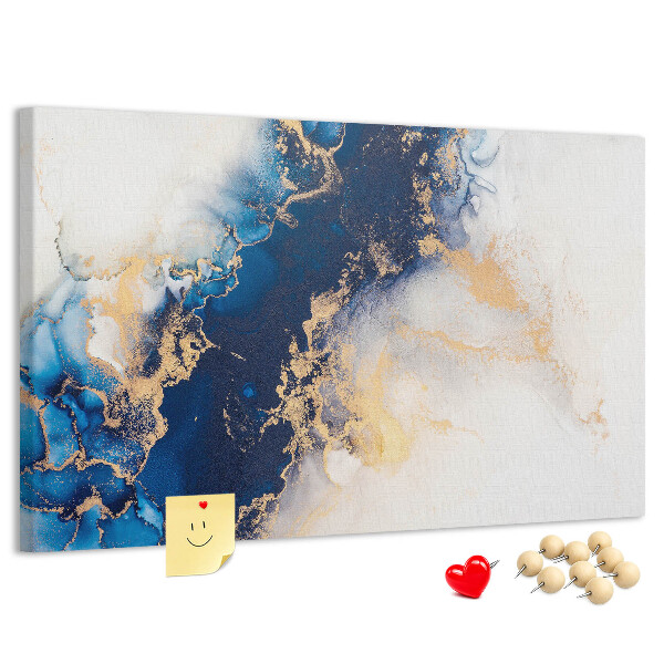 Kurkbord met abstract patroon in verschillende blauwtinten