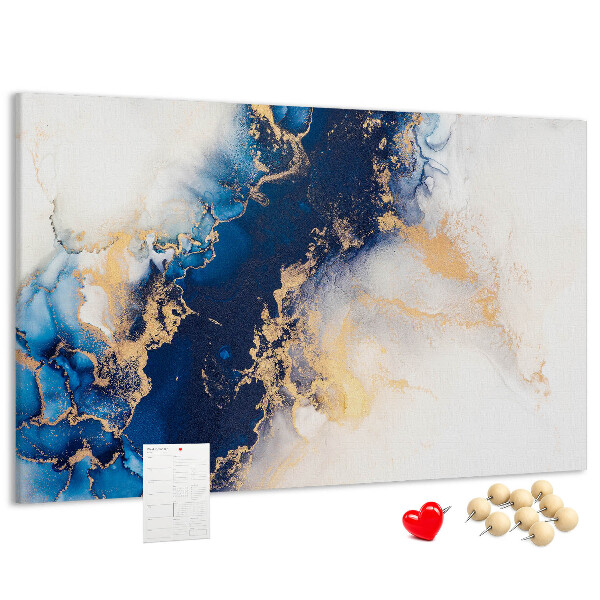 Kurkbord met abstract patroon in verschillende blauwtinten