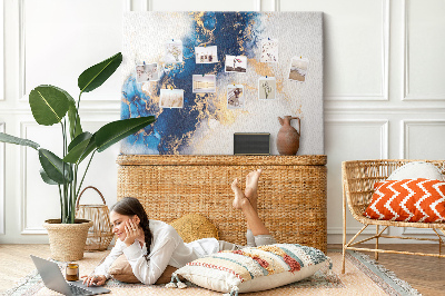 Kurkbord met abstract patroon in verschillende blauwtinten