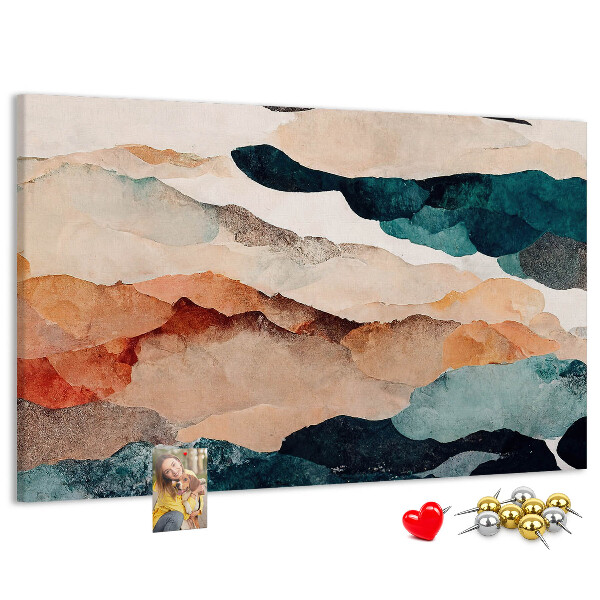 Kurk prikbord met abstracte wolken in gedempte kleuren