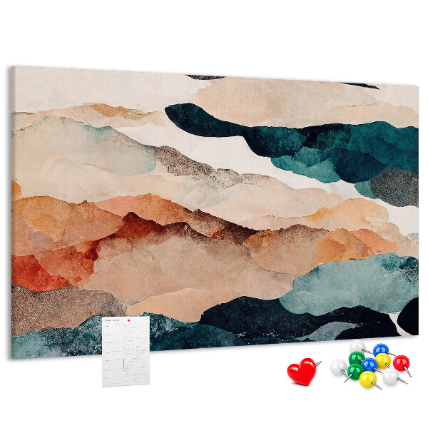 Kurk prikbord met abstracte wolken in gedempte kleuren
