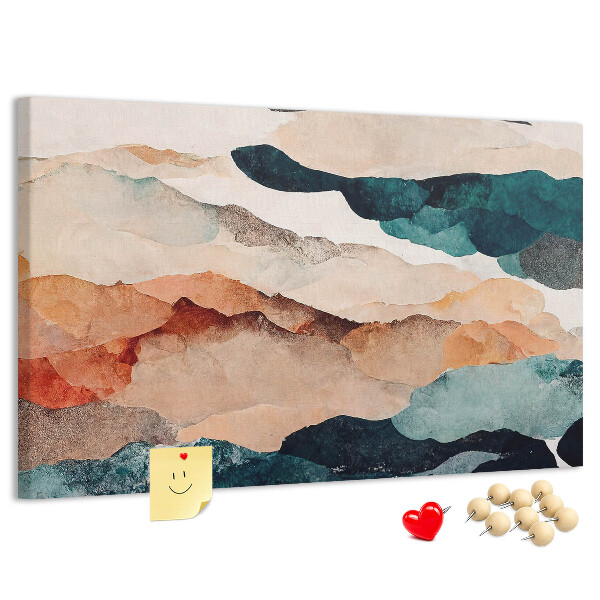 Kurk prikbord met abstracte wolken in gedempte kleuren