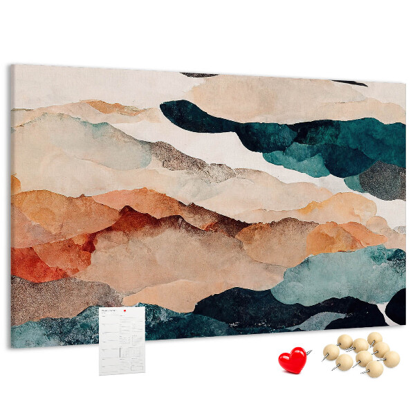 Kurk prikbord met abstracte wolken in gedempte kleuren