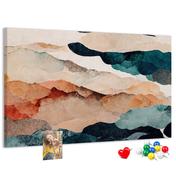 Kurk prikbord met abstracte wolken in gedempte kleuren