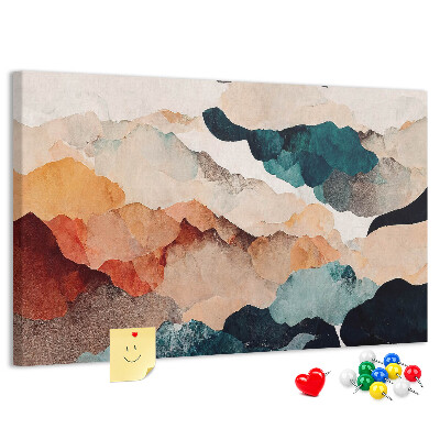 Kurkbord met abstracte wolken in gedempte kleuren