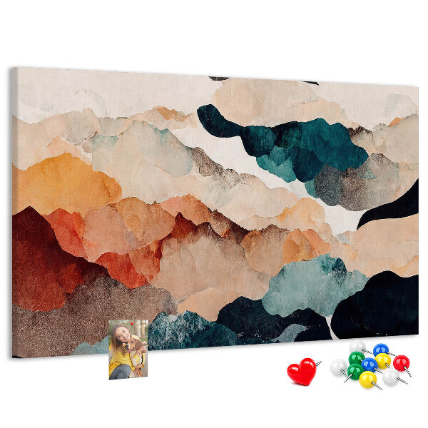 Kurkbord met abstracte wolken in gedempte kleuren