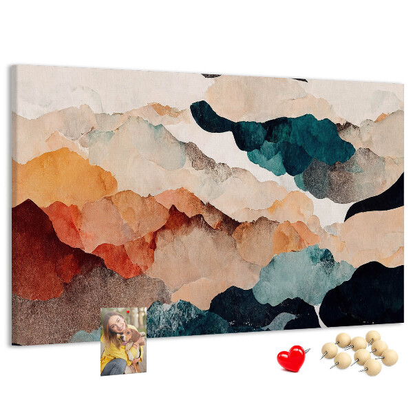 Kurkbord met abstracte wolken in gedempte kleuren
