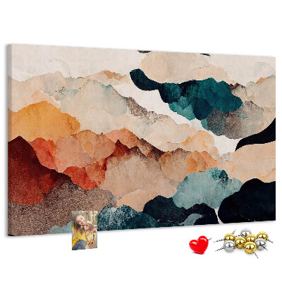 Kurkbord met abstracte wolken in gedempte kleuren