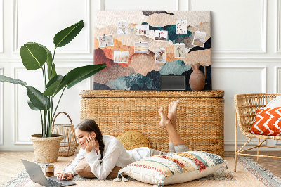 Kurkbord met abstracte wolken in gedempte kleuren
