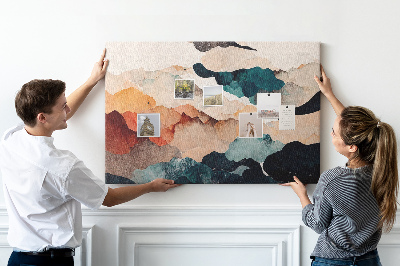 Kurkbord met abstracte wolken in gedempte kleuren