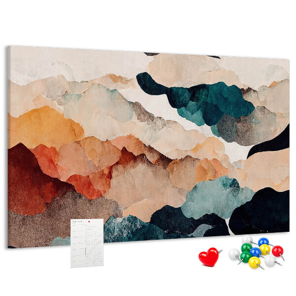 Kurkbord met abstracte wolken in gedempte kleuren
