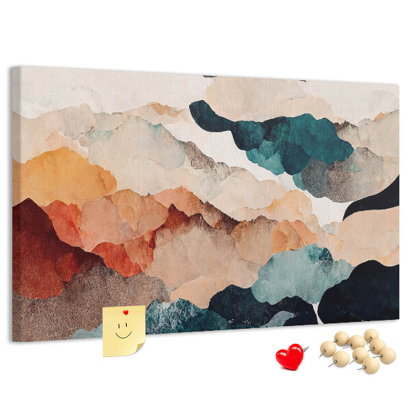 Kurkbord met abstracte wolken in gedempte kleuren
