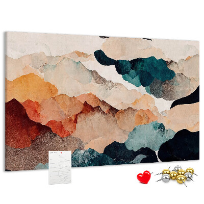 Kurkbord met abstracte wolken in gedempte kleuren