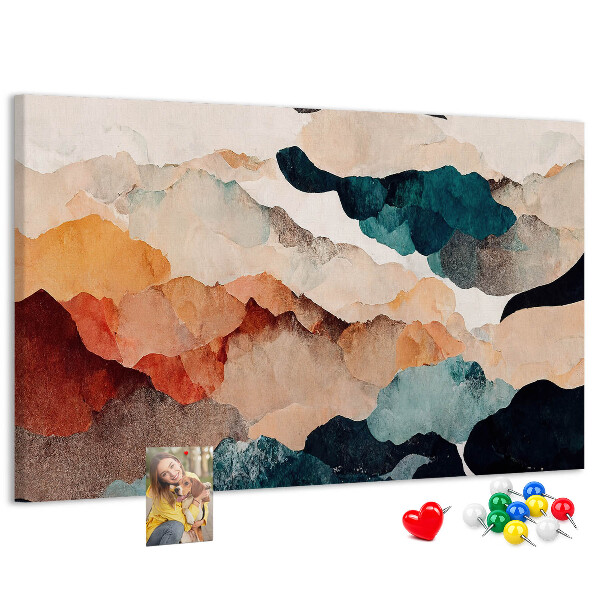 Kurkbord met abstracte wolken in gedempte kleuren