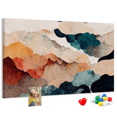 Kurkbord met abstracte wolken in gedempte kleuren