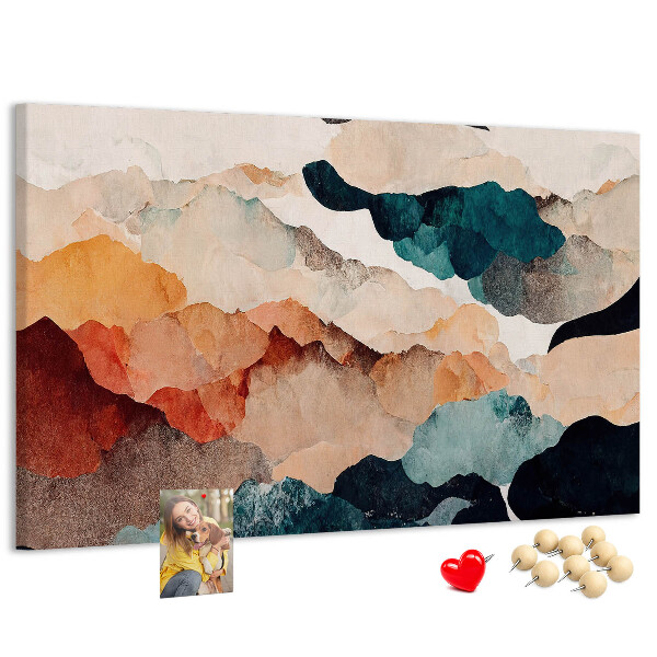 Kurkbord met abstracte wolken in gedempte kleuren