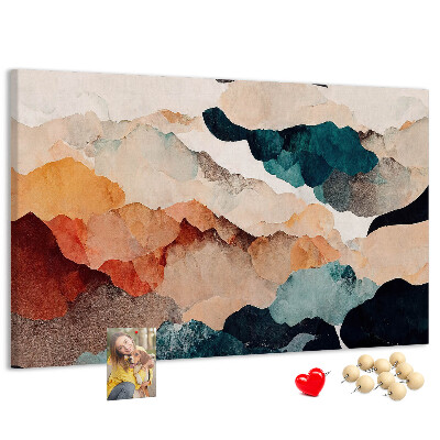 Kurkbord met abstracte wolken in gedempte kleuren