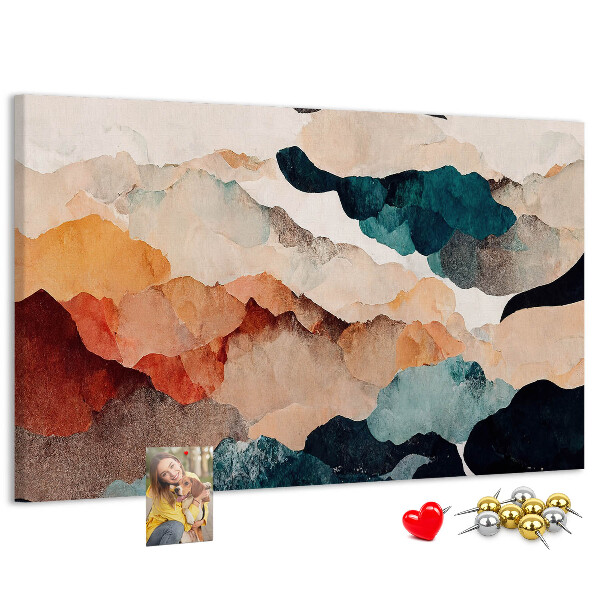 Kurkbord met abstracte wolken in gedempte kleuren