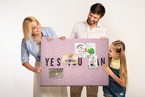 Kurkbord met thema positief denken en motivatie