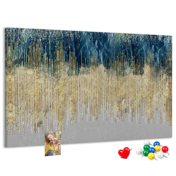 Kurk prikbord met abstract patroon van verticale gouden lijnen