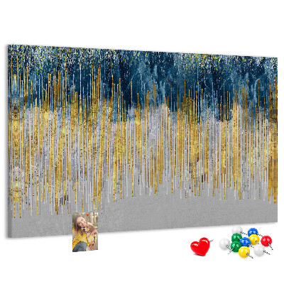 Kurk prikbord met abstract patroon van verticale gouden lijnen
