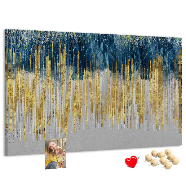 Kurk prikbord met abstract patroon van verticale gouden lijnen