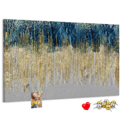 Kurk prikbord met abstract patroon van verticale gouden lijnen