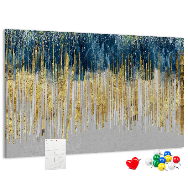 Kurk prikbord met abstract patroon van verticale gouden lijnen