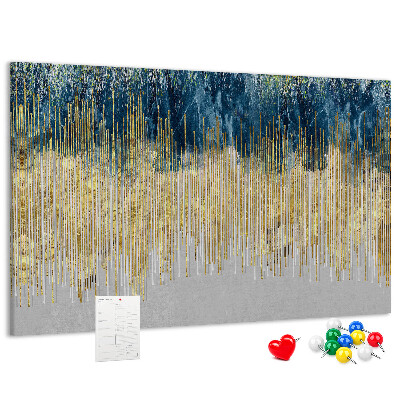 Kurk prikbord met abstract patroon van verticale gouden lijnen