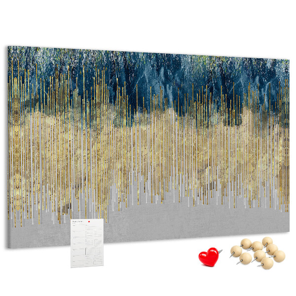 Kurk prikbord met abstract patroon van verticale gouden lijnen