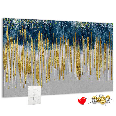 Kurk prikbord met abstract patroon van verticale gouden lijnen