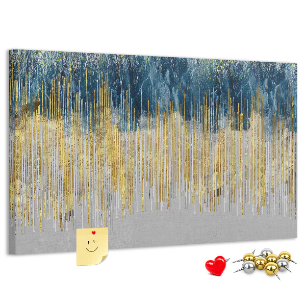 Kurk prikbord met abstract patroon van verticale gouden lijnen