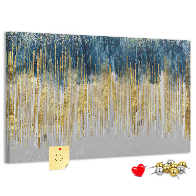 Kurk prikbord met abstract patroon van verticale gouden lijnen